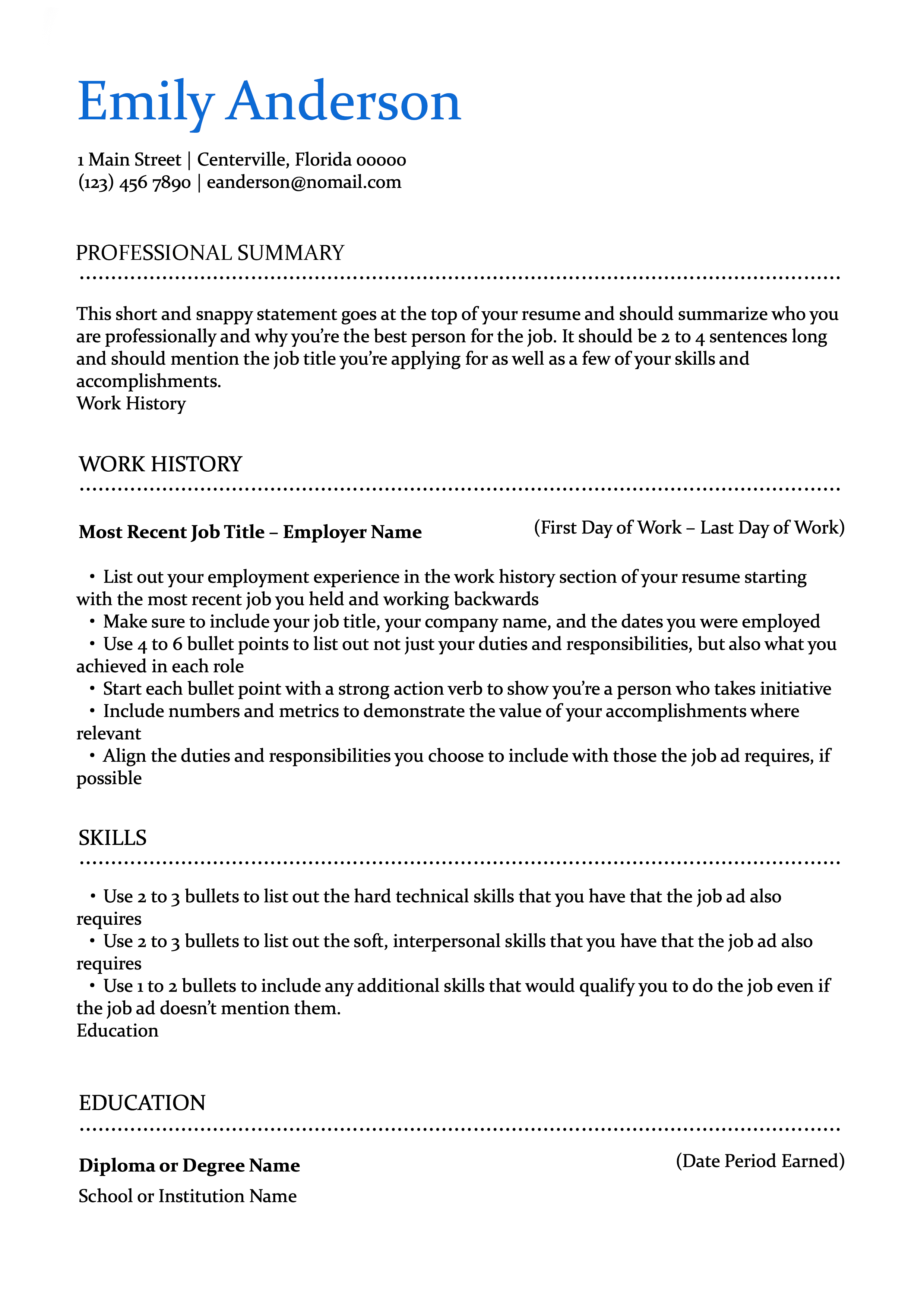 Agent resume examples