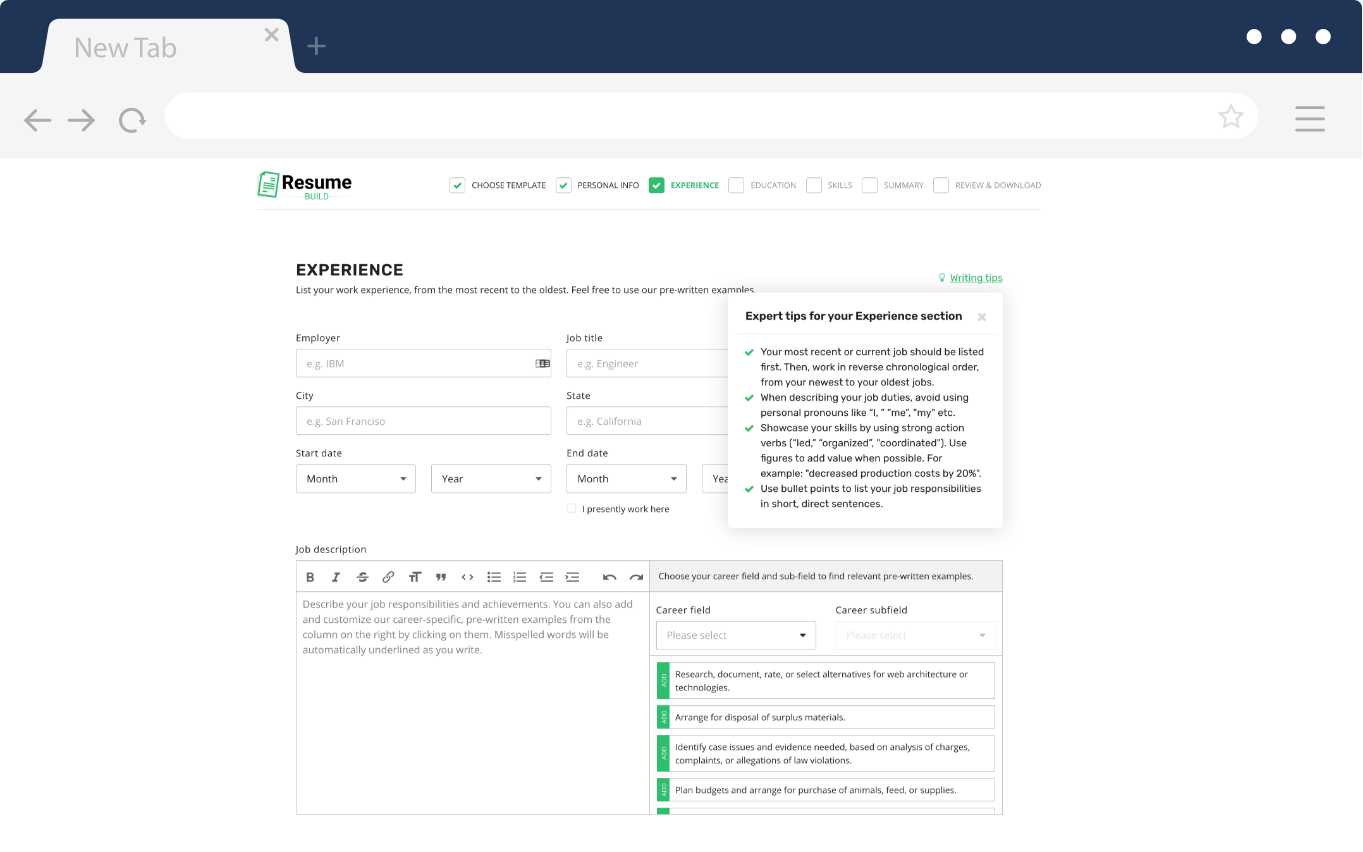 build a simple resume