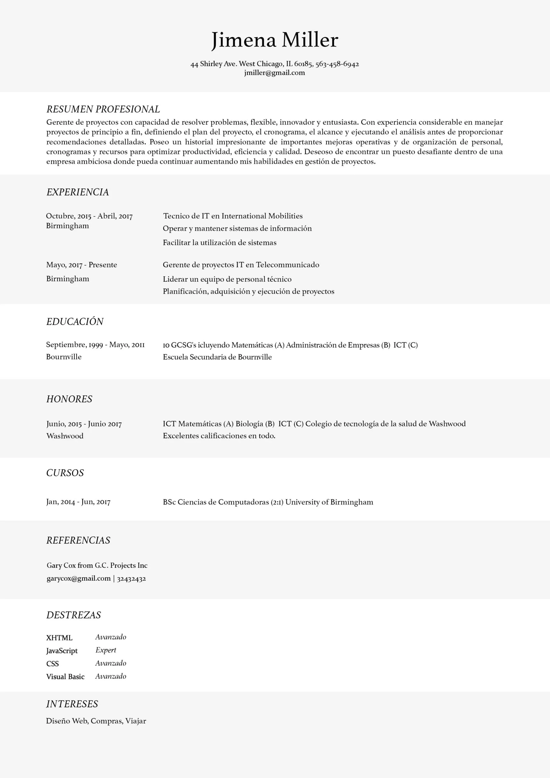 Imaginativo Resume Template