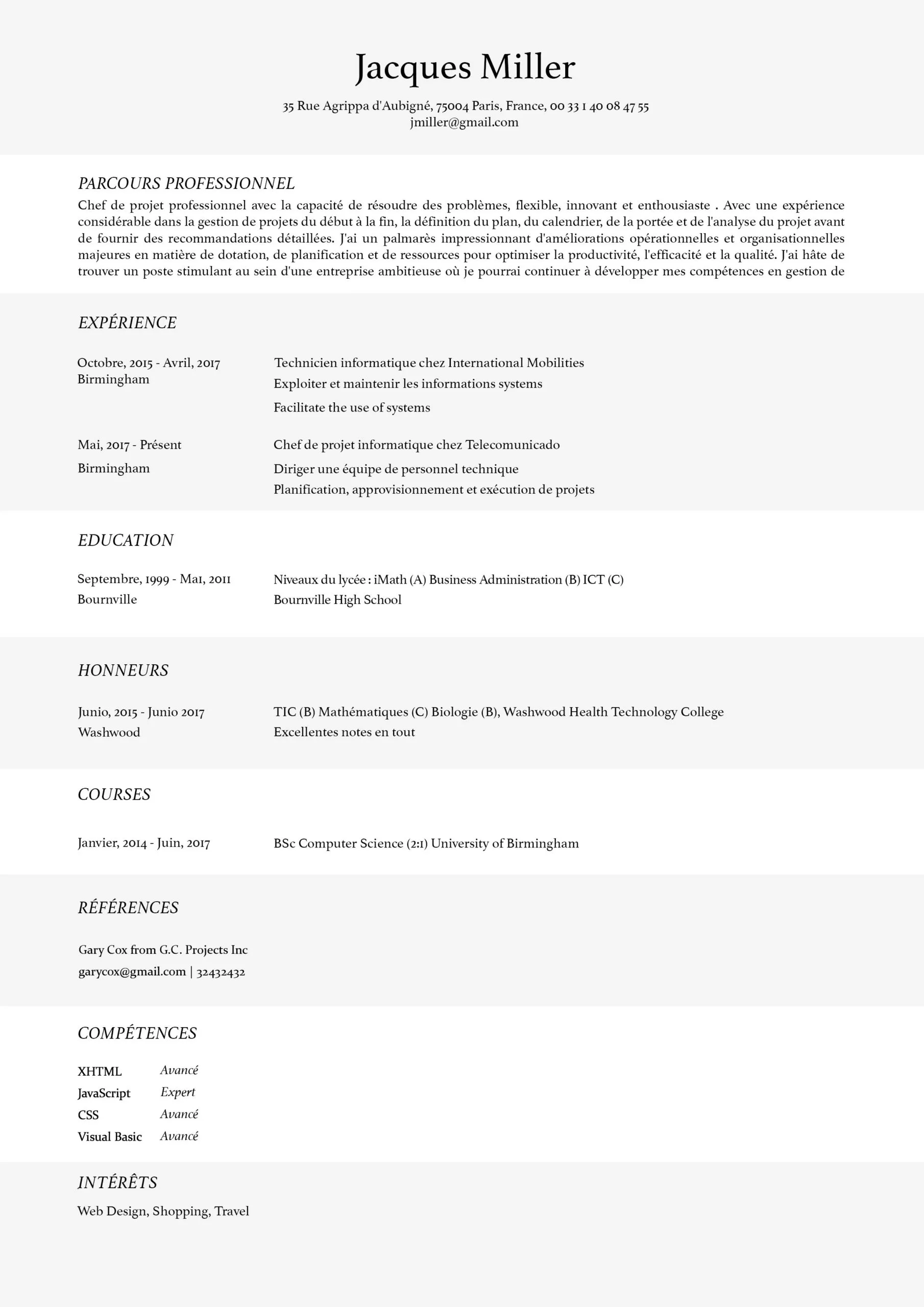 Immaginatif Resume Template