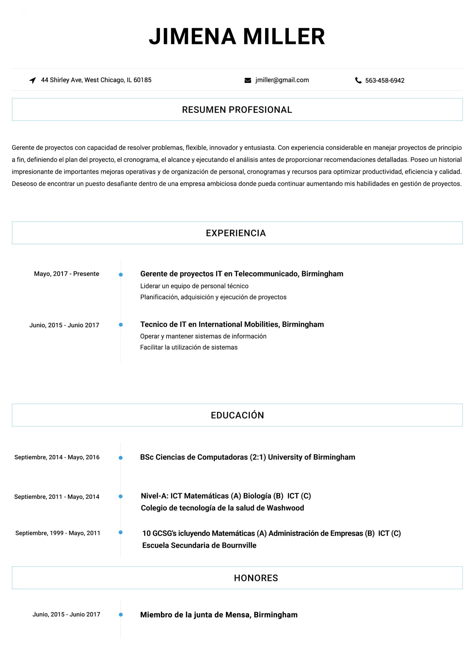 Contemporáneo Resume Template